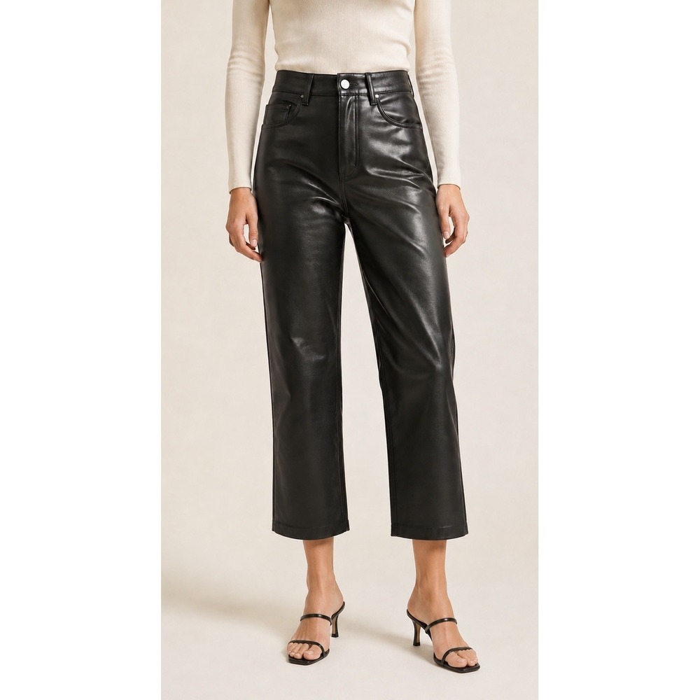 Aritzia Wilfred Melina Cropped Vegan Leather Pants Black Women's US 6